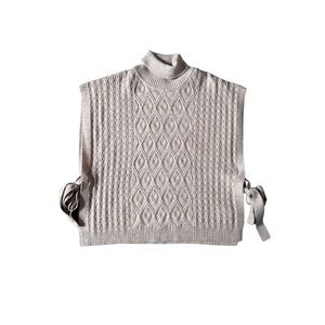 Coco + Carmen tan sleeveless pullover knit vest with turtle neck and bows